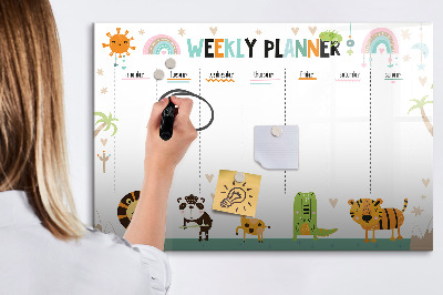 Beschreibbare magnettafel Wochenplaner Tiere