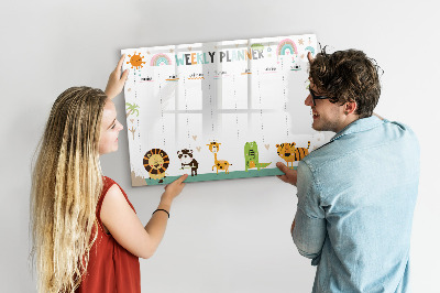 Beschreibbare magnettafel Wochenplaner Tiere