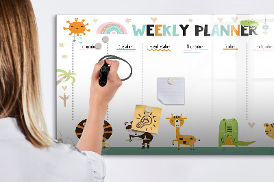 Beschreibbare magnettafel Wochenplaner Tiere