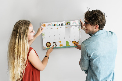 Beschreibbare magnettafel Wochenplaner Tiere