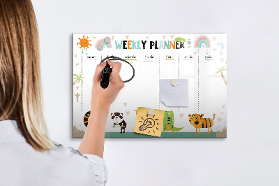 Beschreibbare magnettafel Wochenplaner Tiere