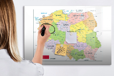 Beschreibbare magnettafel küche Karte von Polen