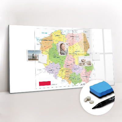 Beschreibbare magnettafel küche Karte von Polen