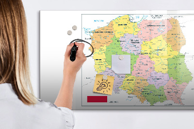 Beschreibbare magnettafel küche Karte von Polen