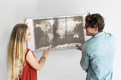 Beschreibbare magnettafel Braune Weltkarte