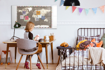 Beschreibbare magnettafel Braune Weltkarte