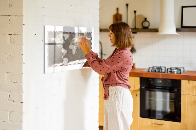 Beschreibbare magnettafel Braune Weltkarte