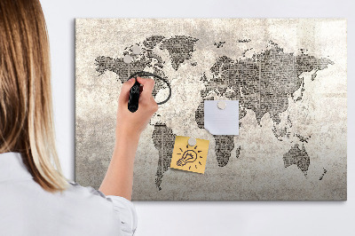Beschreibbare magnettafel küche Zeitungsweltkarte