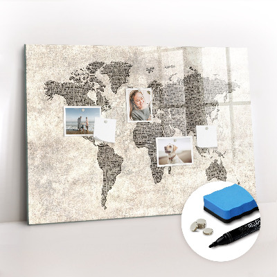 Beschreibbare magnettafel küche Zeitungsweltkarte