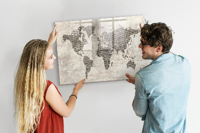 Beschreibbare magnettafel küche Zeitungsweltkarte