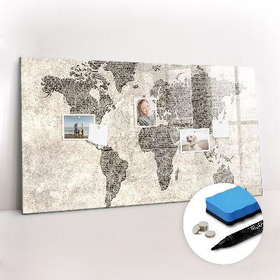 Beschreibbare magnettafel küche Zeitungsweltkarte