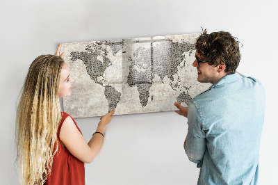 Beschreibbare magnettafel küche Zeitungsweltkarte