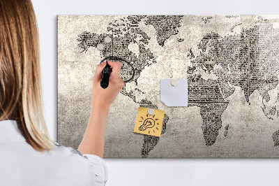 Beschreibbare magnettafel küche Zeitungsweltkarte