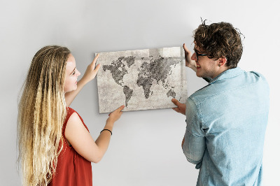 Beschreibbare magnettafel küche Zeitungsweltkarte