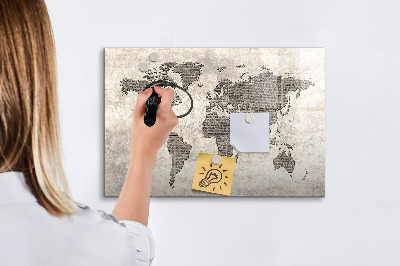 Beschreibbare magnettafel küche Zeitungsweltkarte