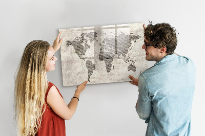 Beschreibbare magnettafel küche Zeitungsweltkarte