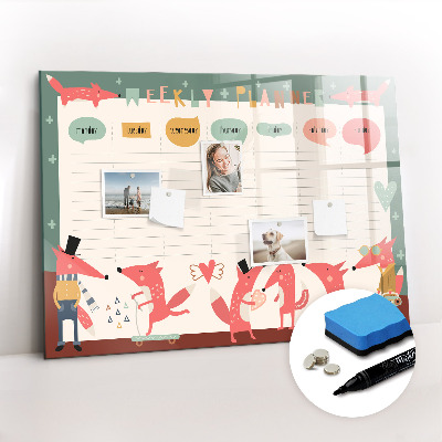 Beschreibbare magnettafel Wochenplaner für Kinder