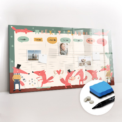 Beschreibbare magnettafel Wochenplaner für Kinder
