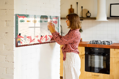 Beschreibbare magnettafel Wochenplaner für Kinder