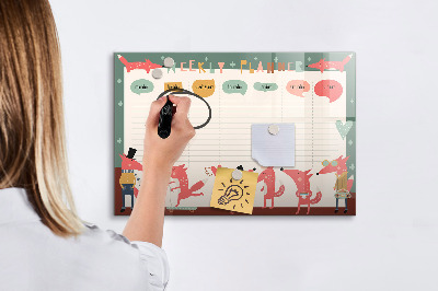 Beschreibbare magnettafel Wochenplaner für Kinder
