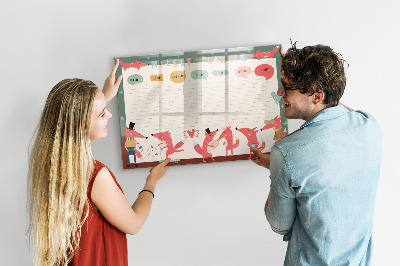 Beschreibbare magnettafel Wochenplaner für Kinder