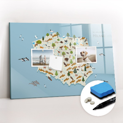 Beschreibbare magnettafel Polnische Tierkarte