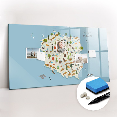 Beschreibbare magnettafel Polnische Tierkarte