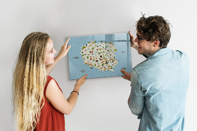 Beschreibbare magnettafel Polnische Tierkarte