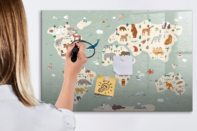 Beschreibbare magnettafel Tierkarte der Welt