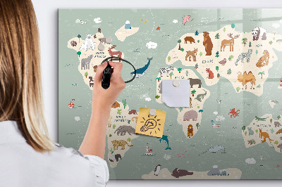 Beschreibbare magnettafel Tierkarte der Welt