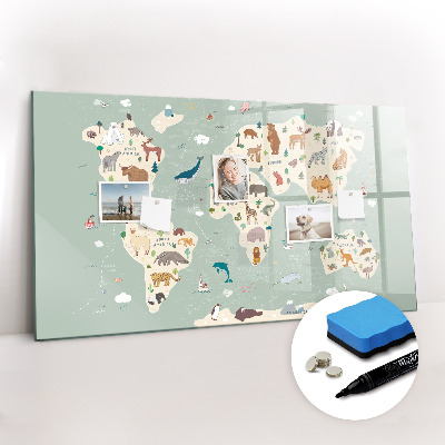 Beschreibbare magnettafel Tierkarte der Welt