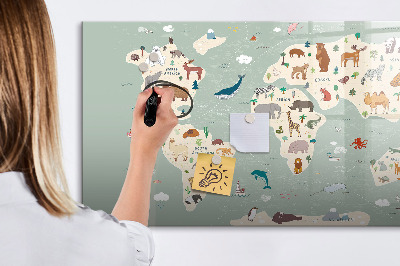 Beschreibbare magnettafel Tierkarte der Welt