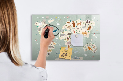 Beschreibbare magnettafel Tierkarte der Welt
