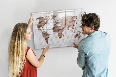 Magnettafel mit Marker Weltkarte aus Ziegelsteinen