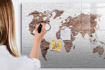 Beschreibbare magnettafel Weltkarte aus Ziegelsteinen