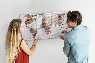 Beschreibbare magnettafel Weltkarte aus Ziegelsteinen
