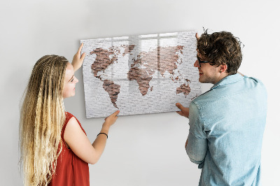 Beschreibbare magnettafel Weltkarte aus Ziegelsteinen