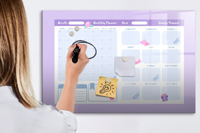 Beschreibbare magnettafel Rosa Jahresplaner
