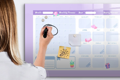 Beschreibbare magnettafel Rosa Jahresplaner