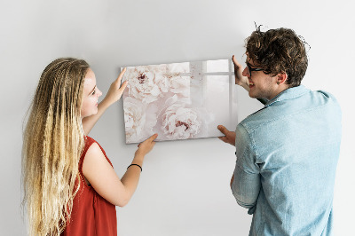 Magnettafel mit Marker Pfingstrosenblüten