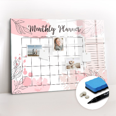 Beschreibbare magnettafel küche Rosa Monatsplaner