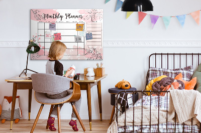 Beschreibbare magnettafel küche Rosa Monatsplaner