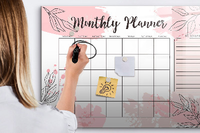Beschreibbare magnettafel küche Rosa Monatsplaner