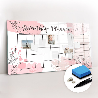 Beschreibbare magnettafel küche Rosa Monatsplaner