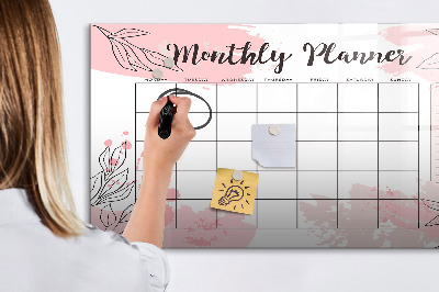 Beschreibbare magnettafel küche Rosa Monatsplaner