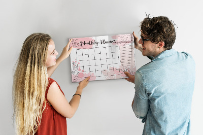 Magnetische Schreibtafel Rosa Monatsplaner