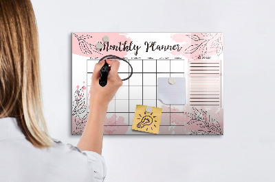 Beschreibbare magnettafel küche Rosa Monatsplaner