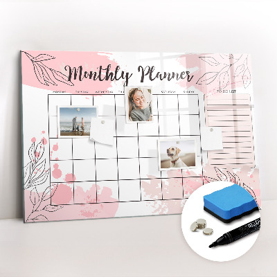 Beschreibbare magnettafel küche Rosa Monatsplaner