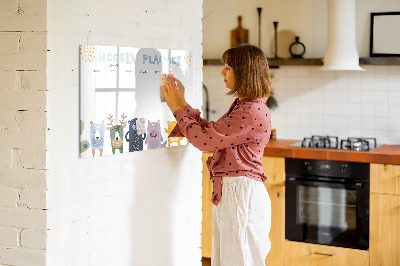 Beschreibbare magnettafel Wochenplaner für Kinder