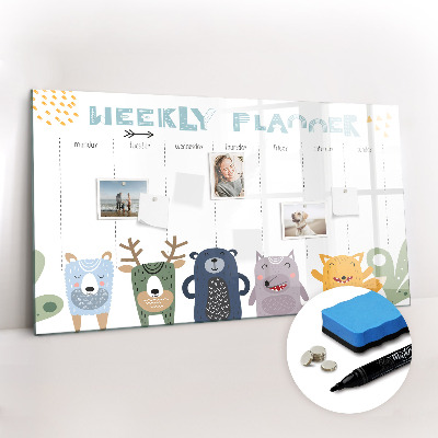 Beschreibbare magnettafel Wochenplaner für Kinder